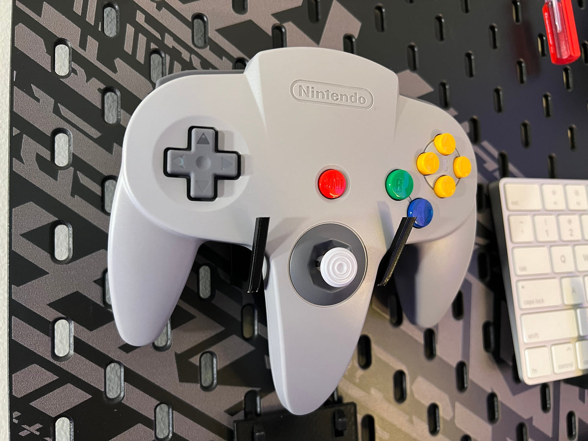 Nintendo 64 controller holder for IKEA SKÅDIS and UPPSPEL pegboards